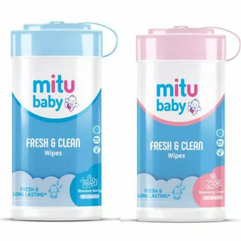 Mitu Baby Fresh and Clean Wipes 60 sheets | Mitu Tisu Basah  | Mitu TISU Basah Botol