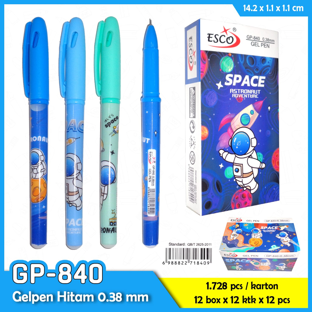 

Pulpen Gel 0.38mm GP-840 Astronot (12pc)