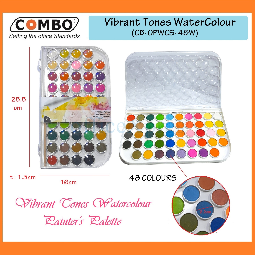 

Water Colour Painting Solid / Cat Air Lukis 48 Warna / 48 Vibrant Tones Watercolour / Alat Melukis / Alat Mewarnai