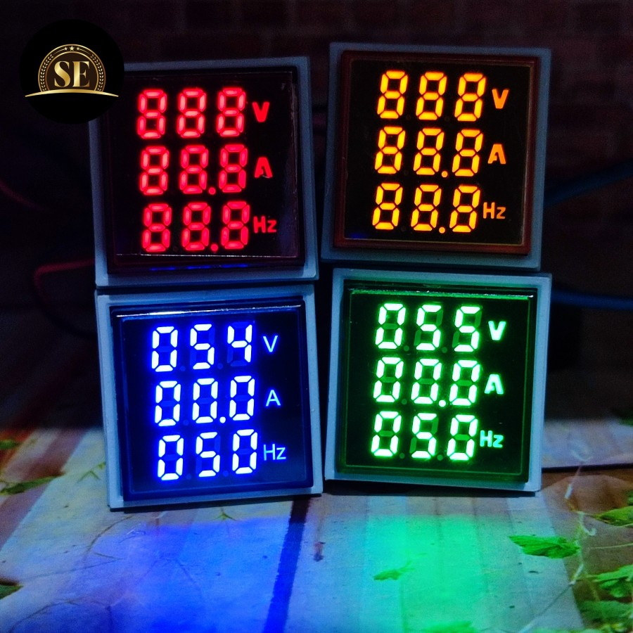 Pilot lamp lampu indikator voltmeter amperemeter volt ampere hz meter v a hz