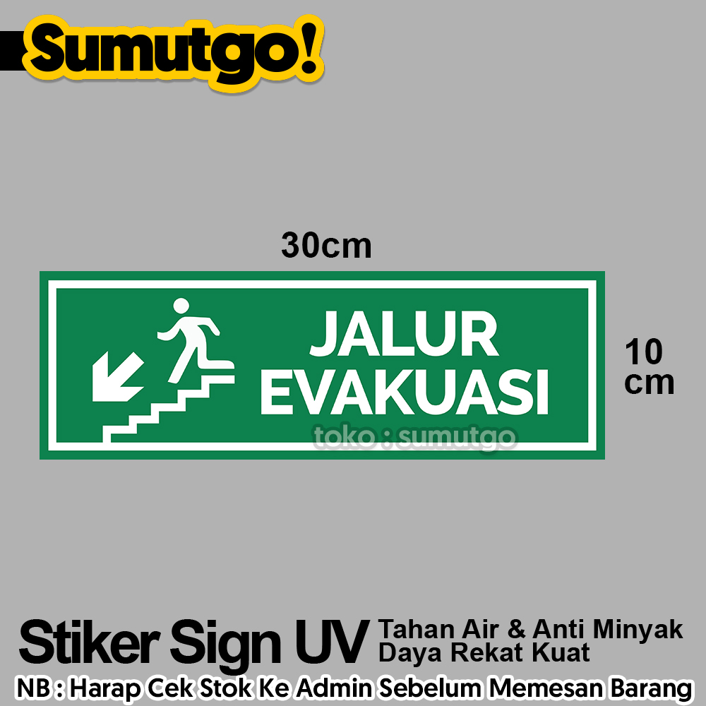 

Stiker Tulisan Jalur Evakuasi Tangga Arah Kiri Hijau Left Stairs Evacuation Route Green uk 30 x 10 cm / Sticker UV Tanda Label Awas Warning Sign Rambu K3 Safety Keselamatan Kerja Tahan Air Tahan Minyak