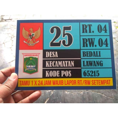 Nomor rumah bahan plat/seng costum