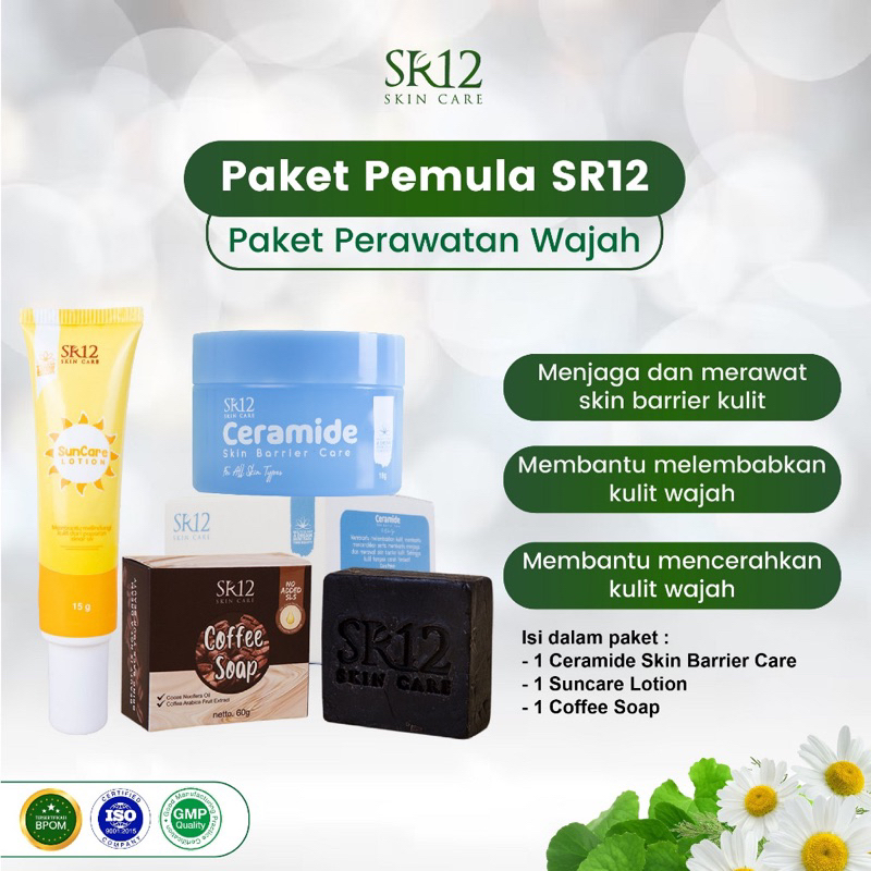 PAKET PEMULA SR12 BEST SELLER.. MEMPERBAIKI SKIN BARRIER KULIT / MENGEMBALIKAN KULIT WAJAH CANTIK AL
