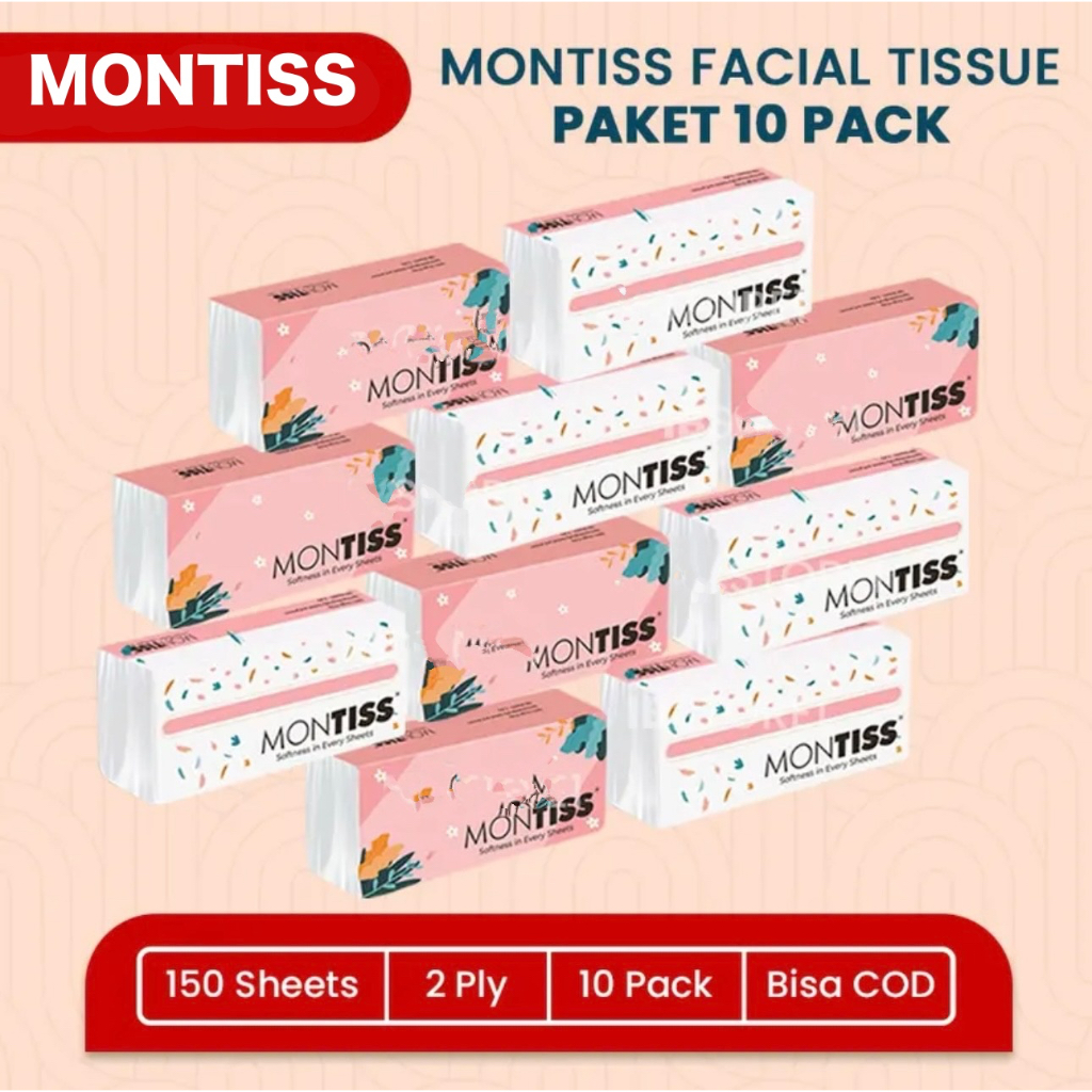 (  PAKET 10 PCS  ) Montiss Facial Tissue -  Tissu Kecantikan (10pcs)
