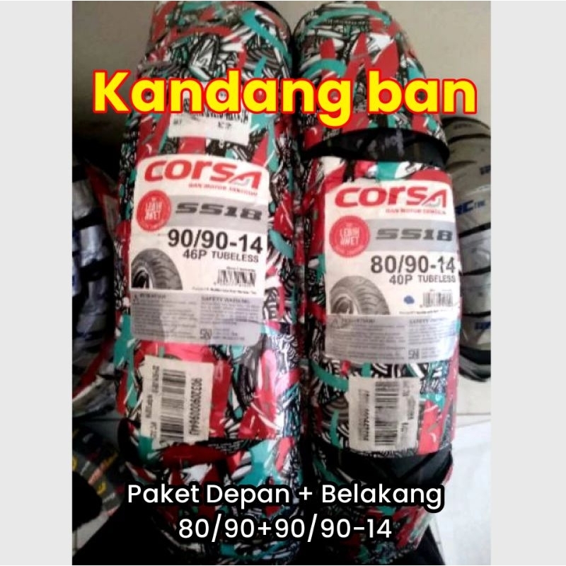 Paket ban tubles matic CORSA 80/90 + 90/90 RING 14 ban baru 100% original gratis pentil