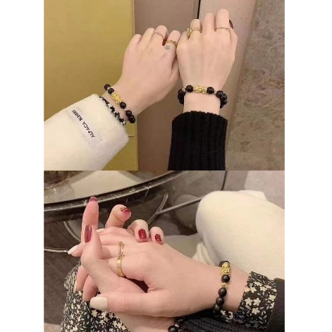FAVORIT Gelang Pixiu Import Keberuntungan Full Hitam /Gelang Feng Shui Pixiu / PiYao Lapis