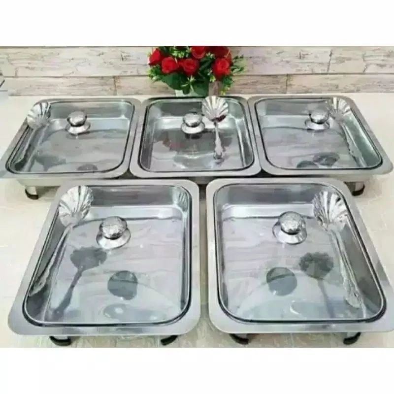 PRASMANAN SET WADAH SAJI TUTUP FULL KACA + TUTUP MOTIF FREE SENDOK