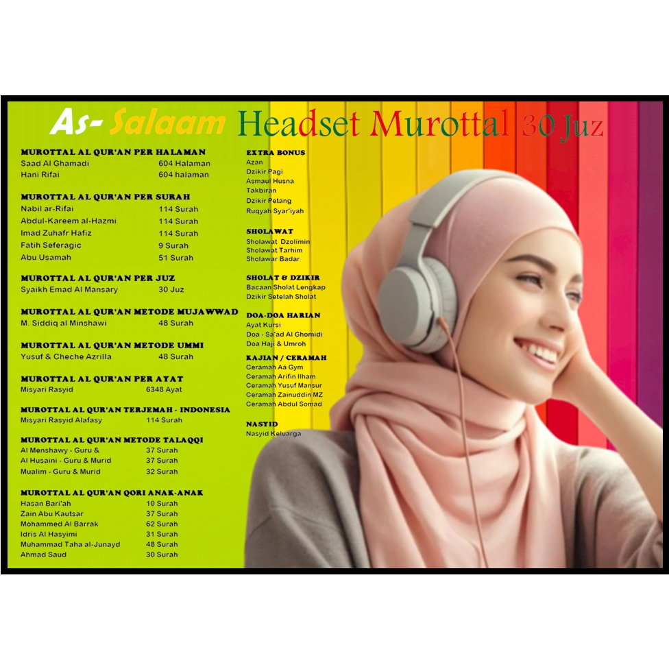 Headphone Murottal Quran 30 Juz Headset Murottal Quran 30 Juz Bluetooth Ruqyah Asmal Husna Ceramah N