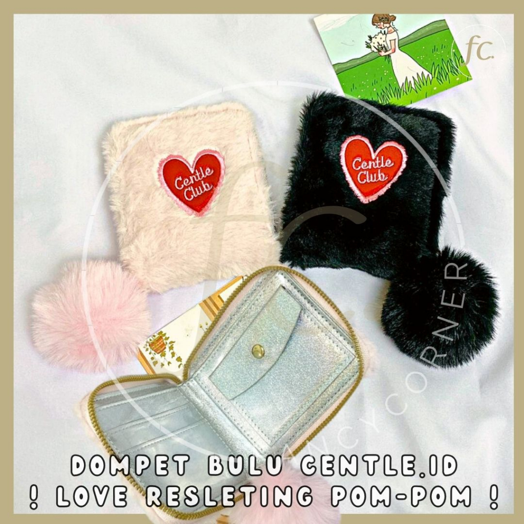 Dompet Persegi Lipat Wanita Mini / Woman Purse Lonely Centle Hitam Putih Pink Love Kain Bulu Rainbow