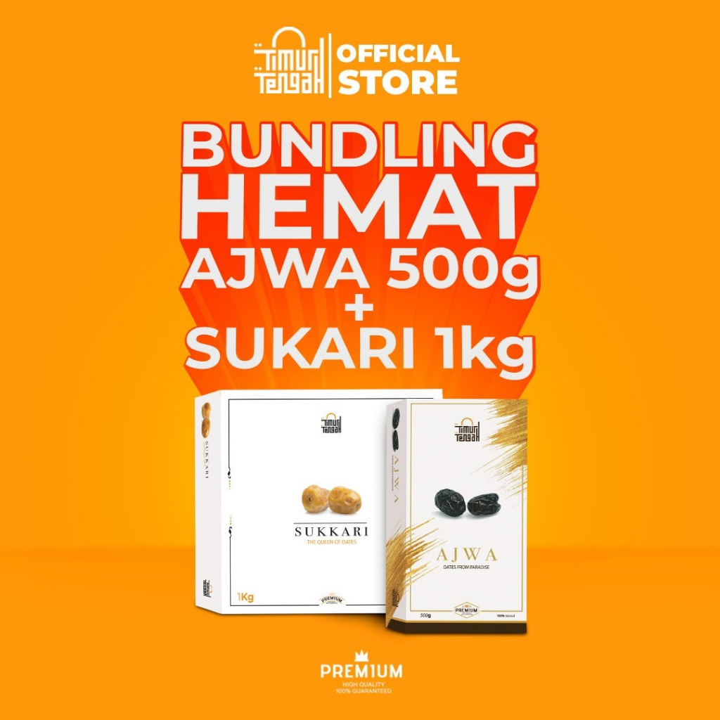 Timur Tengah Paket Bundling Hemat Kurma Ajwa 500gr Kurma Sukkari 1Kg Premium Original High Quality