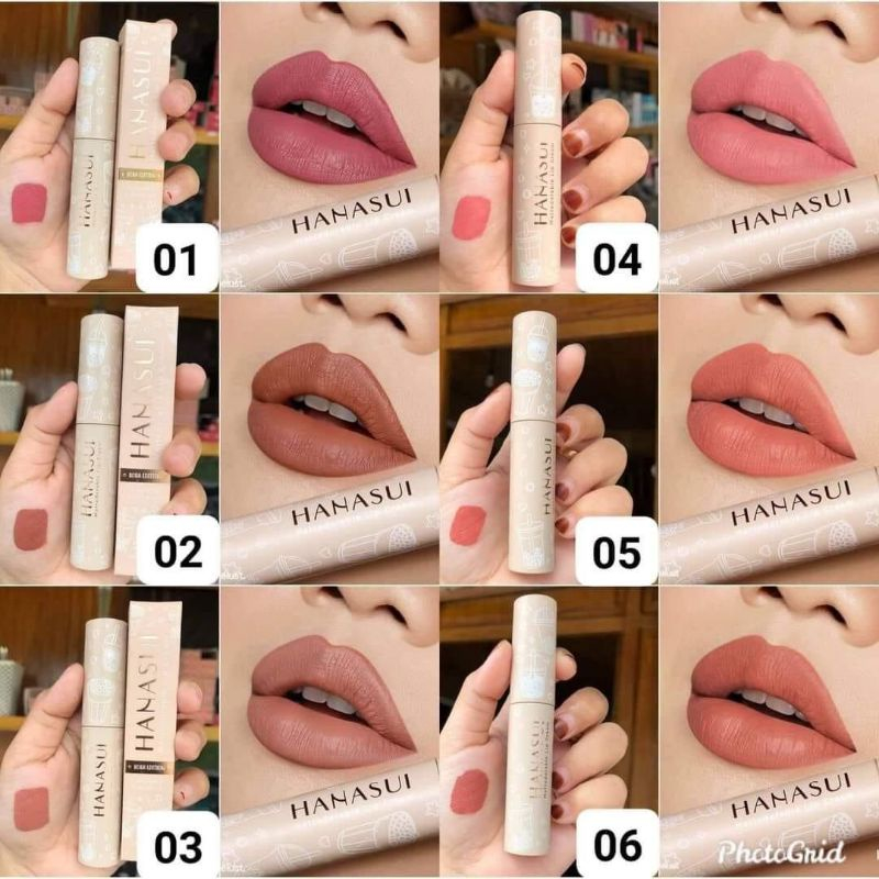 HANASUI MATTEDORABLE LIP CREAM BOBA EDITION VARIAN NO 01 SAMPAI 06 ISI 4g