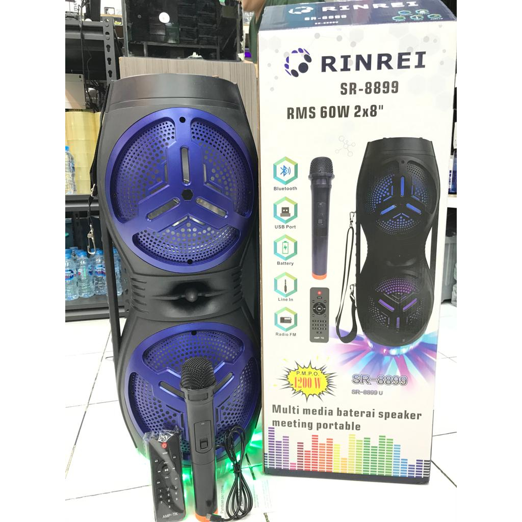 CUCI GUDANG~Speaker Karauke bluetooth Gratis Mic wireless ukuran 8x2Inch rinrei SR-8899U / Speaker B
