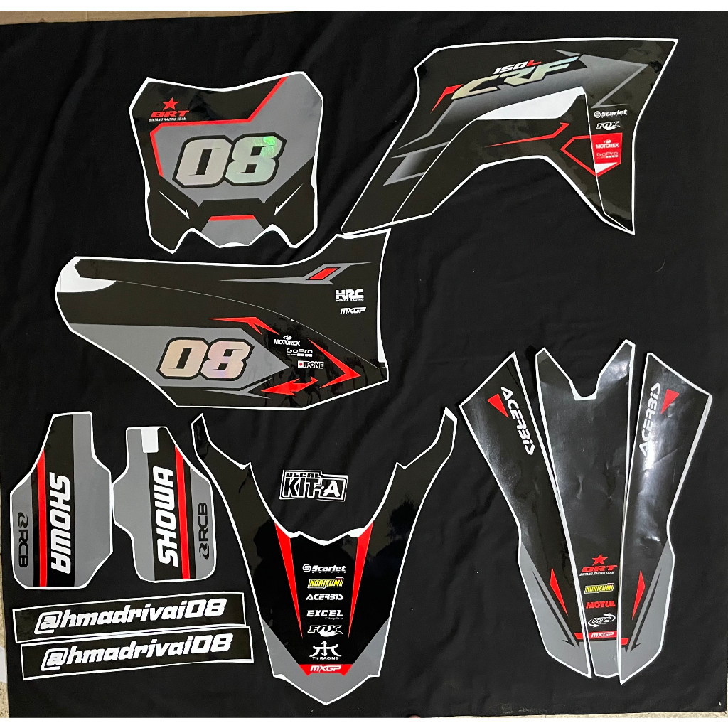 Decal CRF 150l Sticker Striping Stiker CRF 150 L Motif Hitam Lis Merah Kombinasi Hologram