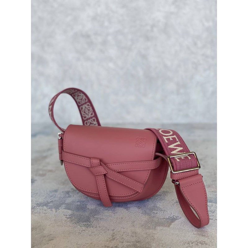 Loewe Mini Gate Dual Bag in Plum Rose Soft Calfskin Jacquard Preloved