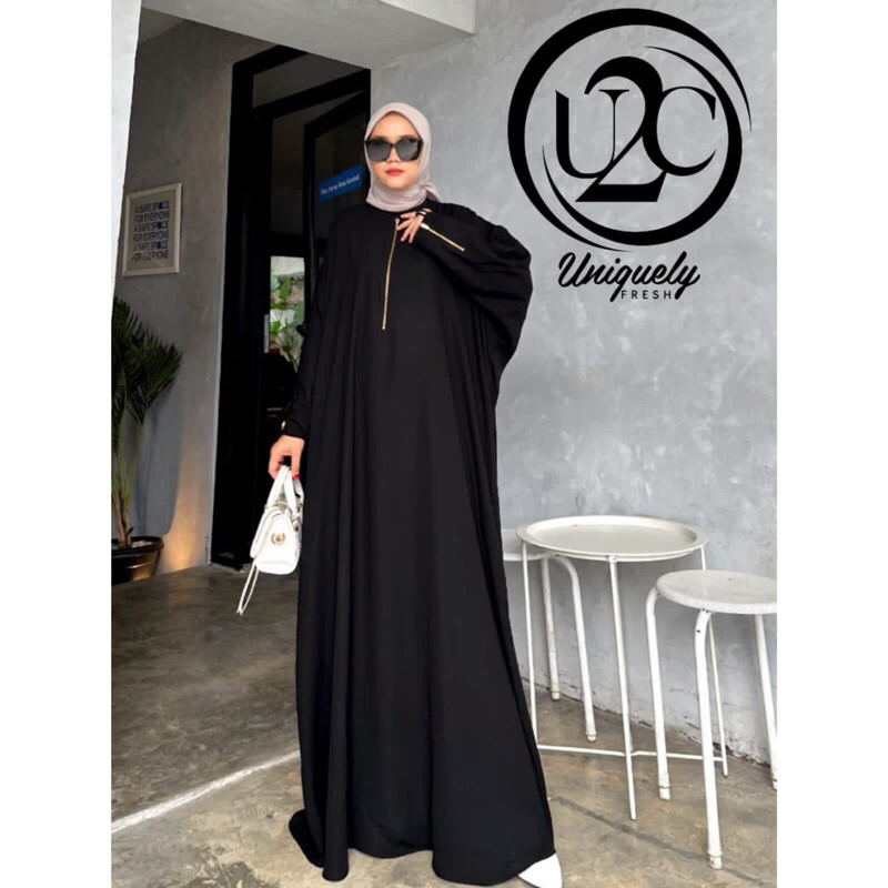 gamis dress abaya laika hitam polos cantik keren simple simpel haji umroh umrah pengajian jumbo XXL 