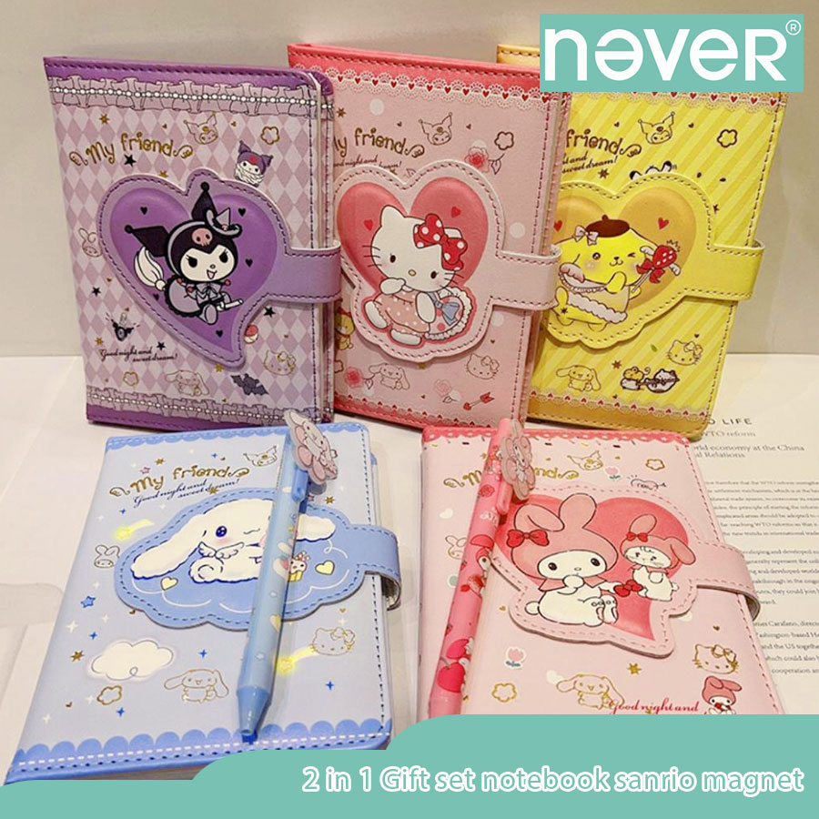 

Never Official - 2 in 1 Gift Set Notebook Sanrio Magnet / Buku Tulis Cute Kuromi Cinnamorol