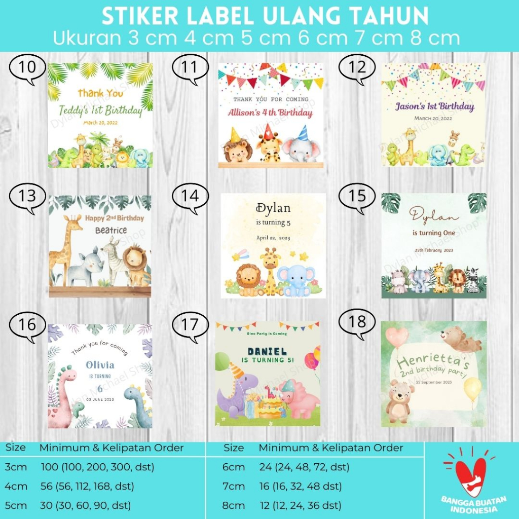 

Label Stiker Ulang Tahun Custom Sticker Birthday Anak Tema Animal Hewan 02 Stiker Bento Hampers Toples