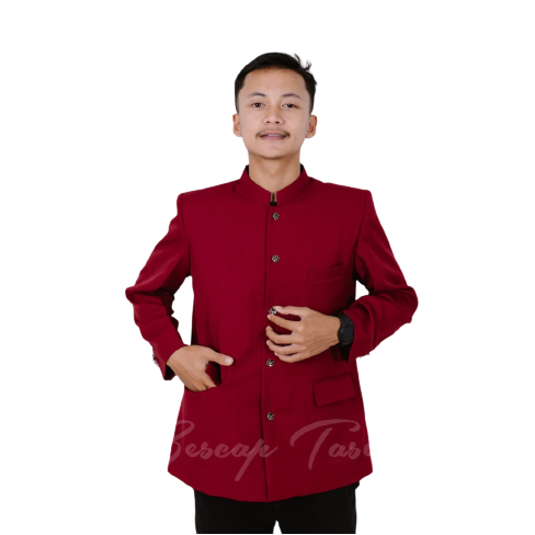 Jasko Polos Merah Marun Wol Novus Jas Koko Pria Dewasa Merek Bescap Tasik Busana Muslim Pria