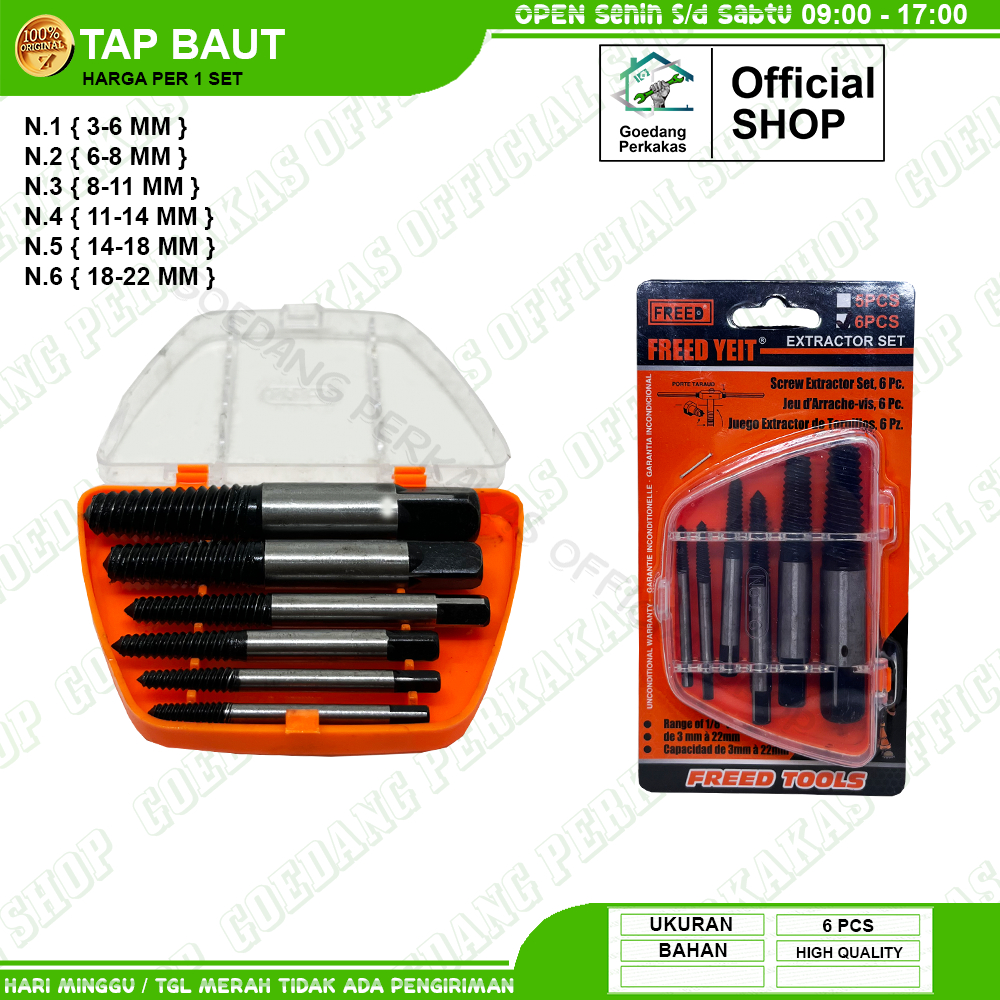Tab Pembuka Baut Slek Dol Set 6 Pcs Freed Tab Baut Balik Drat