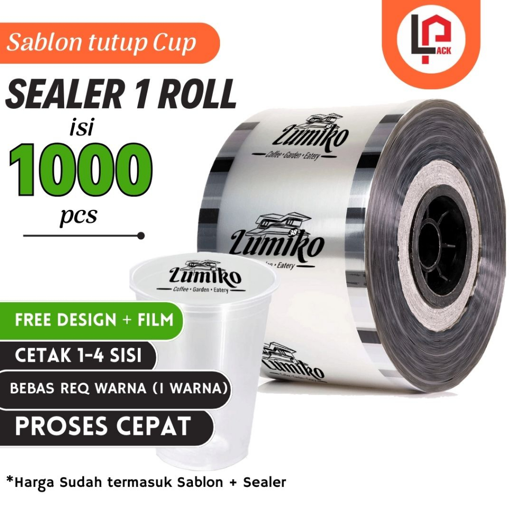 Sablon Plastik Sealer Tutup LID Cup 12oz 14oz 16oz 18oz 22oz 1 ROLL