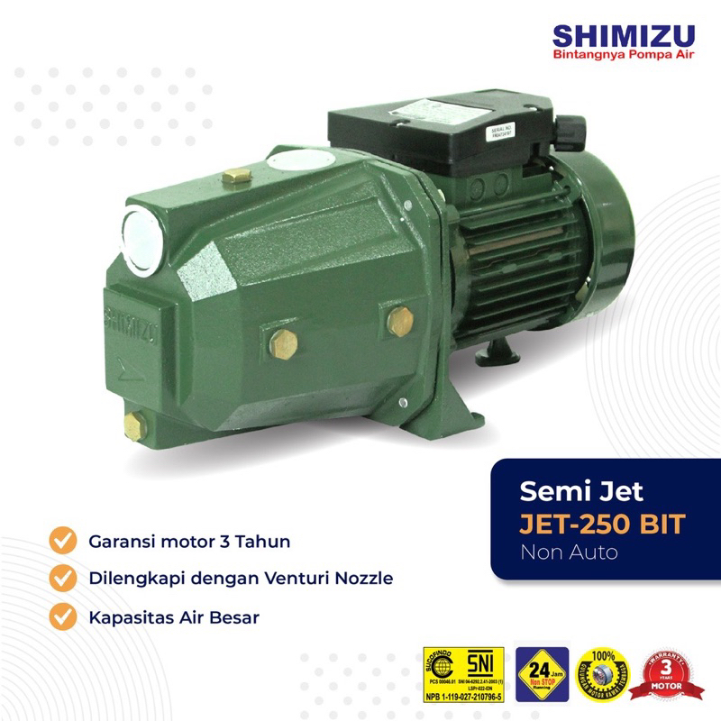 Pompa Air Shimizu Semi Jet Pump JET 250 BIT 250W 250 Watt Mesin Pompa Air Sumur Dangkal