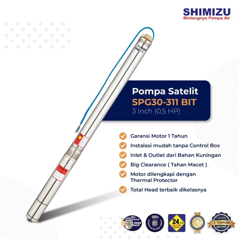 Pompa Satelit Pompa Celup Shimizu SPG 30 311 BIT 3in 3 Inch 1/2HP Pompa Celup Submersibe Pump