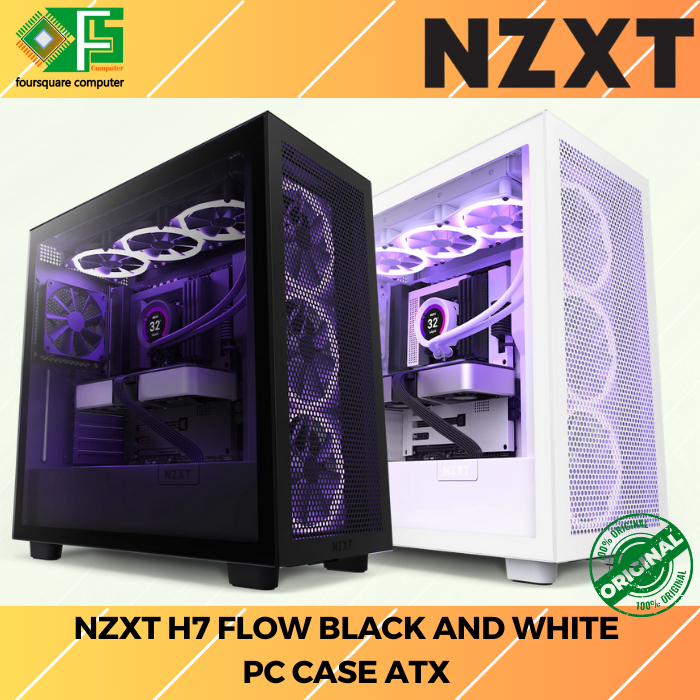 Casing PC ATX NZXT H7 Flow Black dan White | PC Case ATX