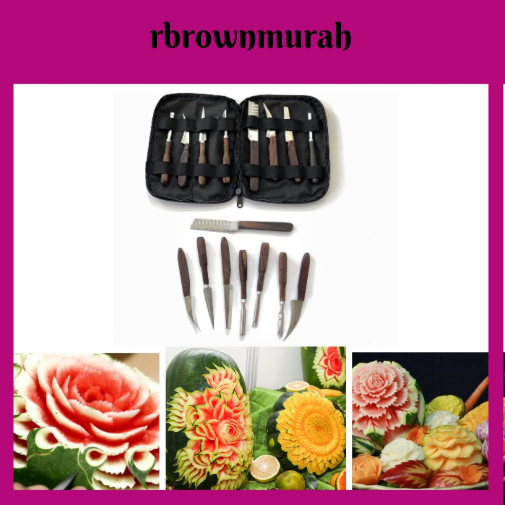 ❤rbrownmurah❤SATU SET PISAU GARNISH / PISAU UKIR BUAH / PISAU CARVING /  PISAU GARNISH  ISI 8 PLUS D