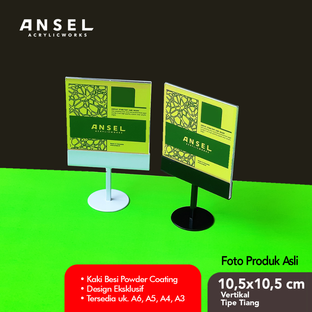 

ANSEL NORE Tent Card Akrilik Besi / Tiang Persegi 10,5x10,5 cm