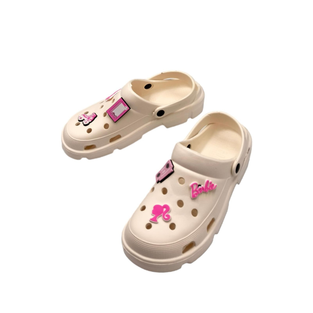 Sandal Baim Barbie Wanita Dewasa Sepatu Sandal Kodok Motif Barbie Terbaru Sandal Crocs Barbie SIze 37-40