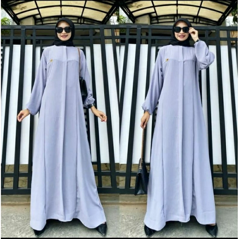 gamis polos elsira abaya crinkle airflow premium jumbo freandly terbaru 2023