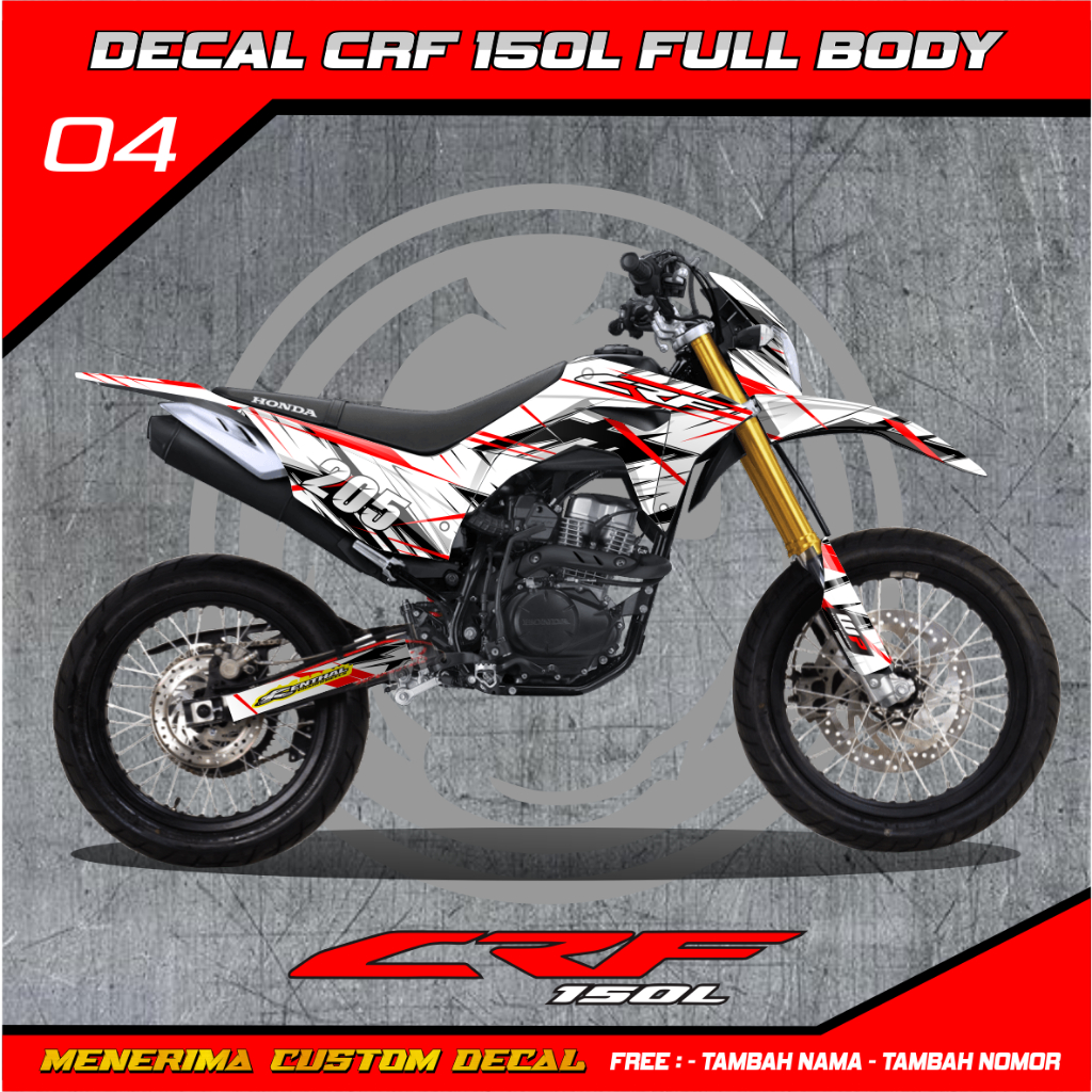 Stiker Dekal Crf 150 L Full Body Hologram Putih