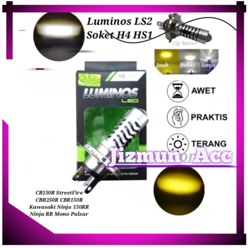Lampu Depan LED Luminos H4 CB150R VERZA NINJA PULSAR CBR Putih Kuning