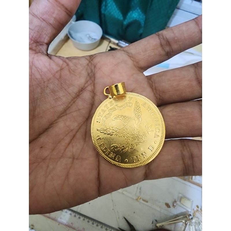 RB Liontin Koin Ringgit grade b lapis emas