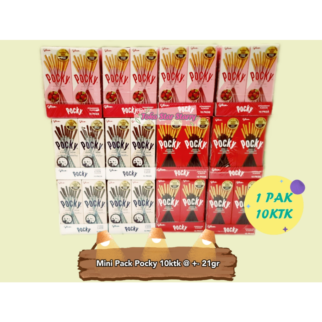 

[Per Pack] Pocky 10 Box Stick Coklat 20gr - 22gr / Strawberry / Cookies Cream / Almond / Milky Pejoy Pocky Glico Pocky Snack Viral Hala MUI