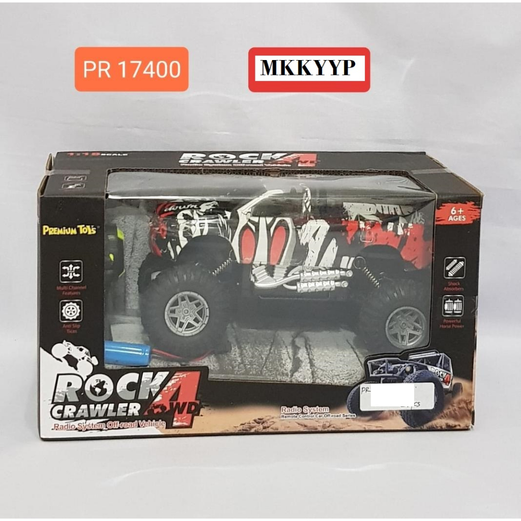 MOBIL REMOTE CONTROL ROCK CRAWLER 4WD mainan mobil RC rock crawler kode PR17400 dengan baterai cas