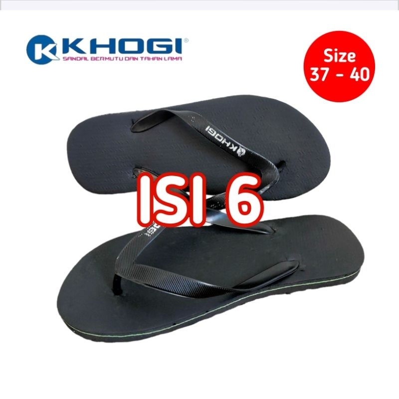 ( Khusus Grosir ) Sandal Jepit Karet KHOGI Hitam