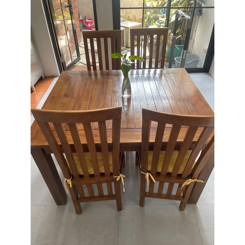 1 set meja makan Kayu Jati (second)
