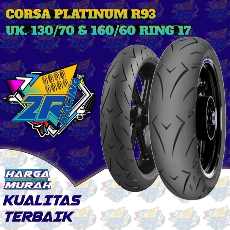BAN COPOTAN CORSA PLATINUM R93 UK. 130/70 & 160/60 -17 TUBELESS, NINJA 250, ZX, CBR