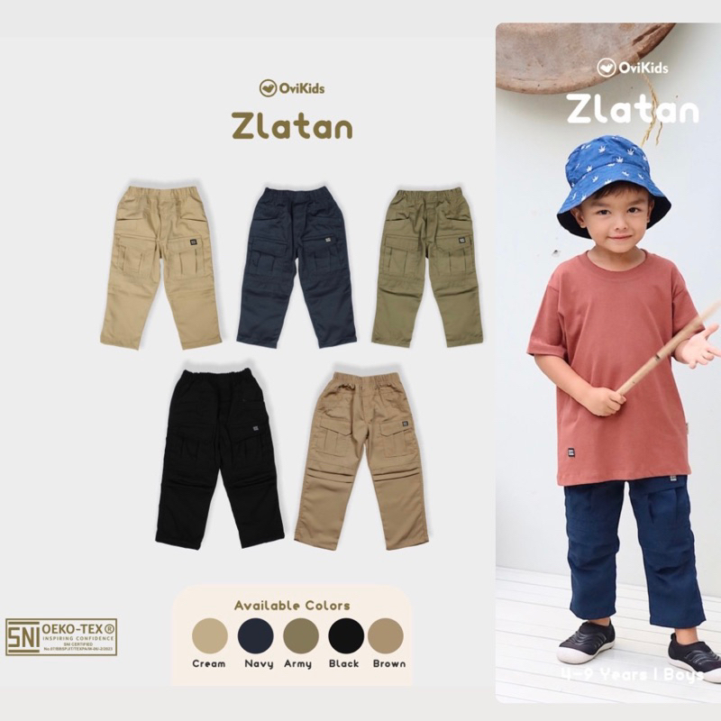 OVIKIDS ZLATAN-Celana Panjang Cargo Anak Celana Anak Laki-Laki (4-8/9 Tahun)