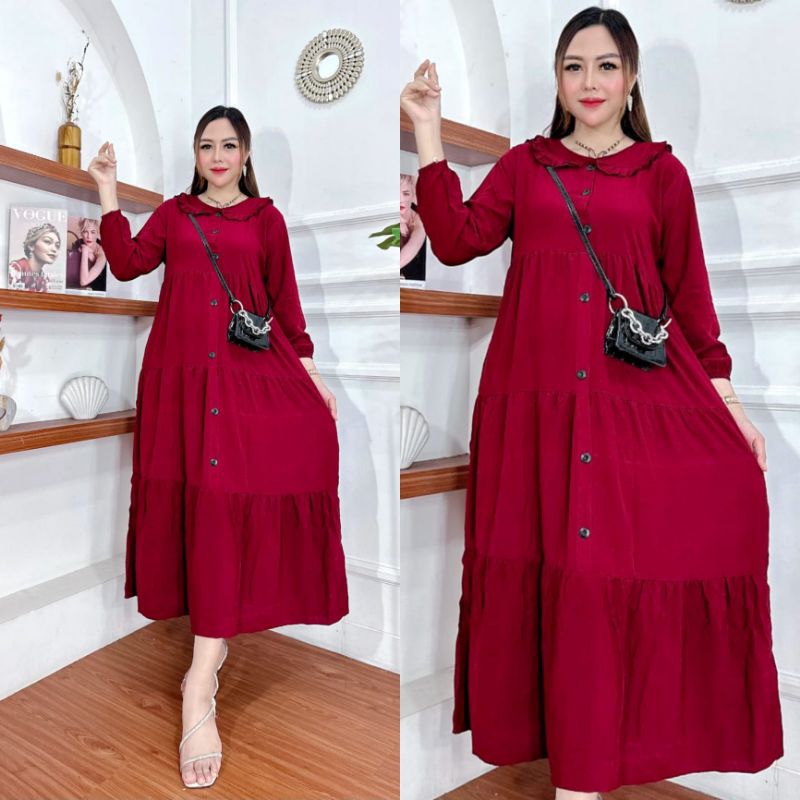 GAMIS SUSUN POLOS RAYON PREMIUM MODEL KANCING DEPAN BUSUI LD 110