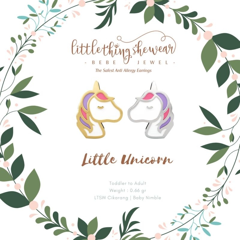 LittleThingSheWear Official - Anting anak - Little Unicorn Loop End / Toge (0.66gr)