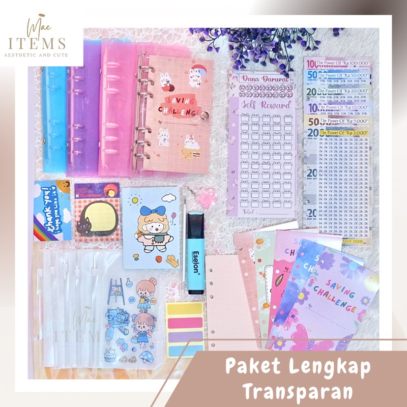 

[TRANSPARAN COLOR Edition] Paket Binder Sinking Fund Binder A6 / Money Binder / Zipper Lock / Zipperlock / Paket Hemat Binder Keuangan / Hampers Kado / Kado Unik / Binder Keuangan / Sinking fund