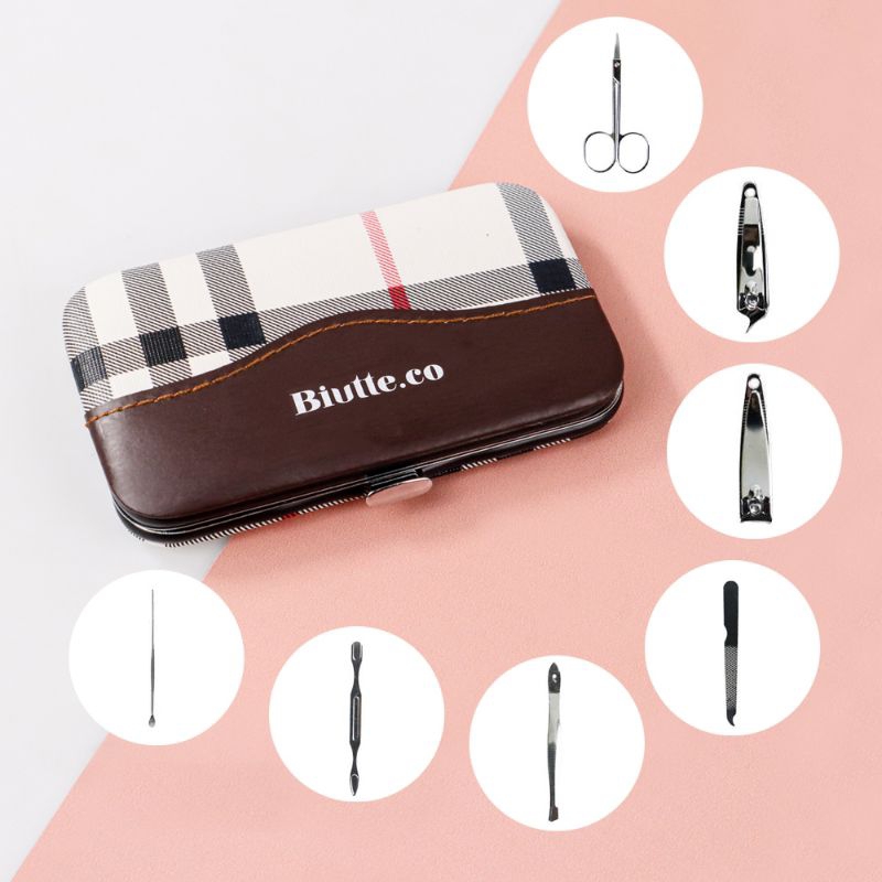 Biutte.co Set Alat Perawatan Kuku Telinga Alis 7 PCS - LA1-9 - Beige