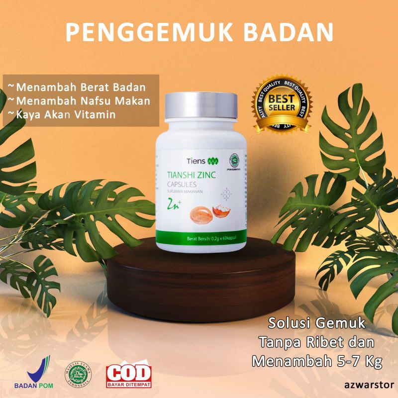 Zinc Tiens Penggemuk Badan Anak Dewasa  Suplemen Penambah Nafsu Makan Anak  Kapsul Penggemuk Badan B