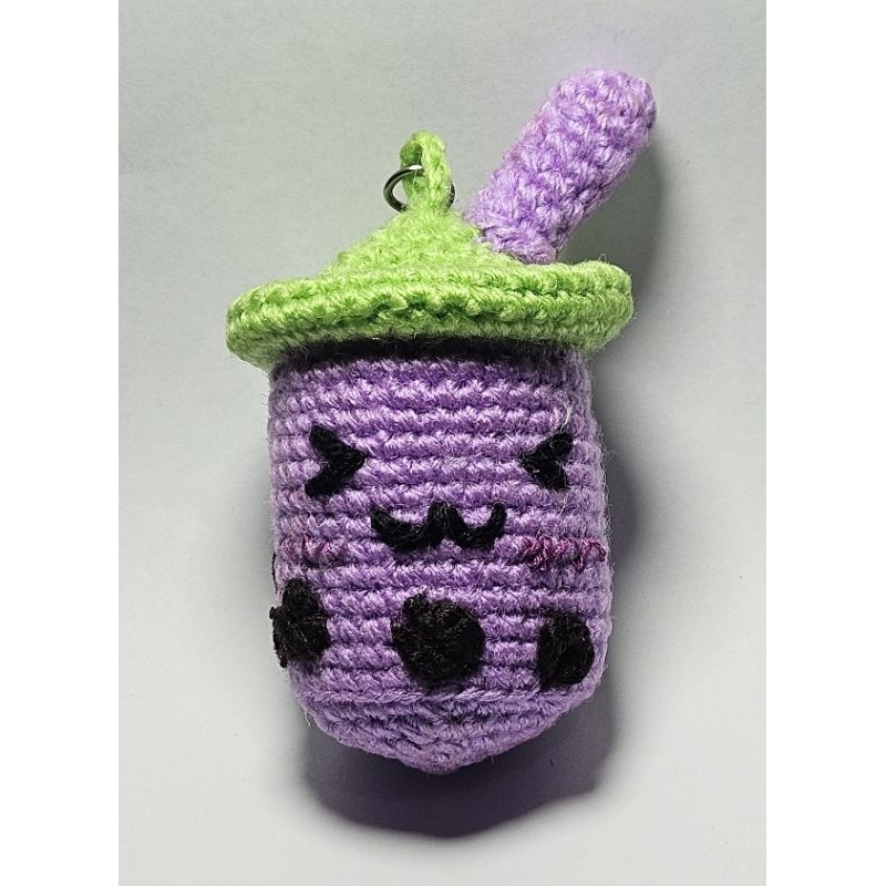 Gantungan Kunci Rajut Cup Es Boba Amigurumi