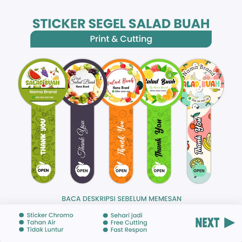 

Cetak Stiker Segel Salad Buah - Stiker seal Salad Buah Custom Nama logo SSB 2