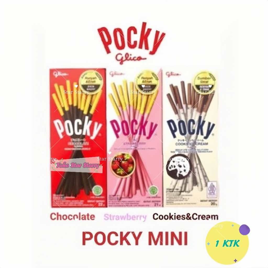 

[Per Kotak] Pocky 1 Box Stick Coklat 20gr - 22gr / Strawberry / Cookies Cream / Milky Pejoy Pocky Glico Pocky Snack Viral Halal Mui