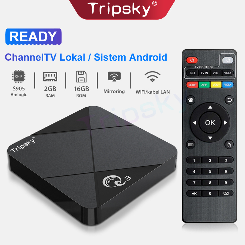 TERBARU TERMURAH Tripsky MiniQ3 Android Tv Box 2gb Ram 16gb Rom Tv Box Android 9 2.4G Wifi Smart Tv Box Unlock Tv Box