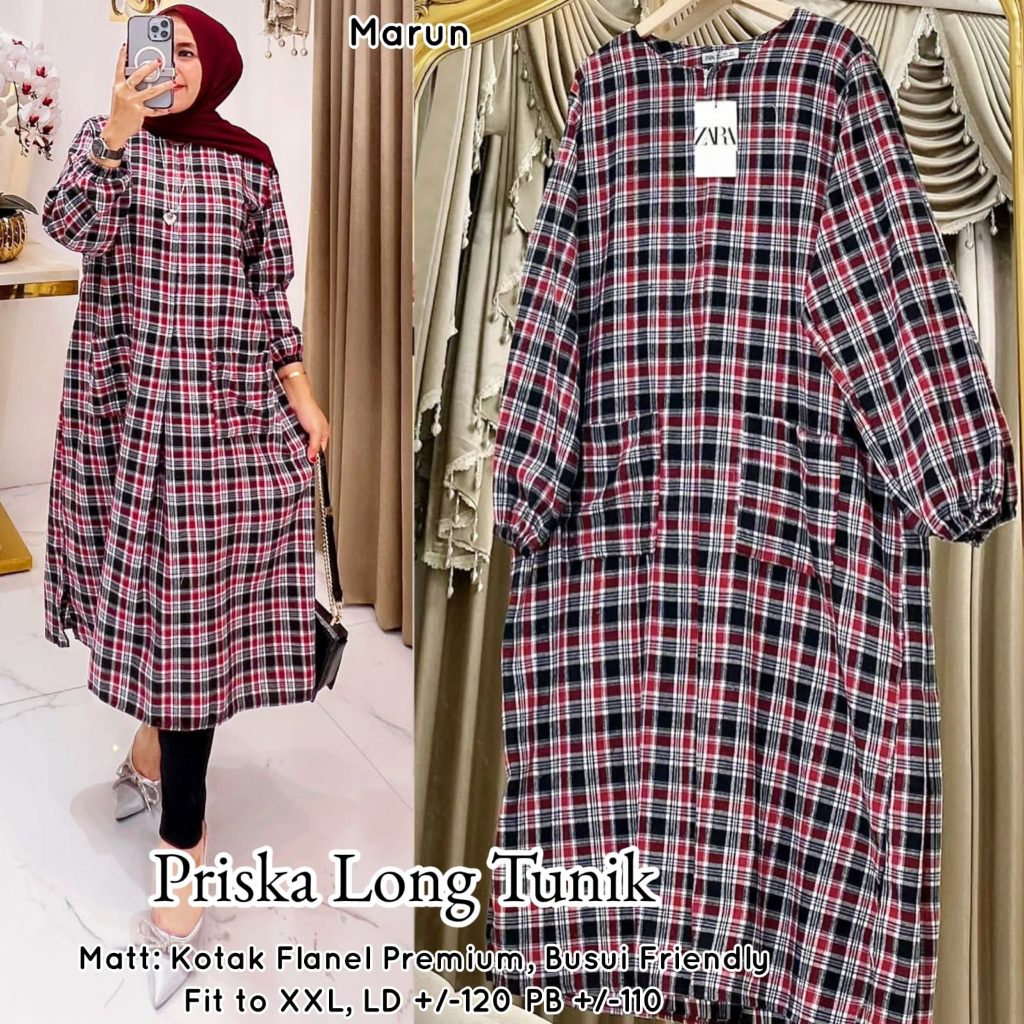 Long Tunik Dress Flanel Premium